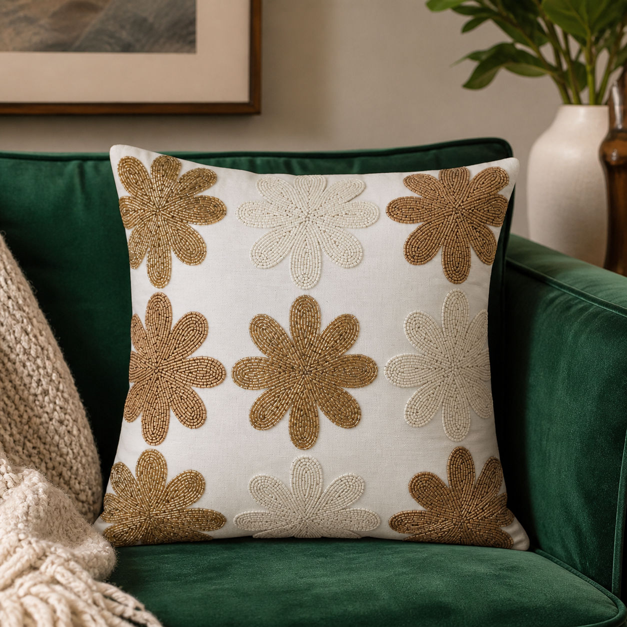 Customized Design Beaded Cushion Cover